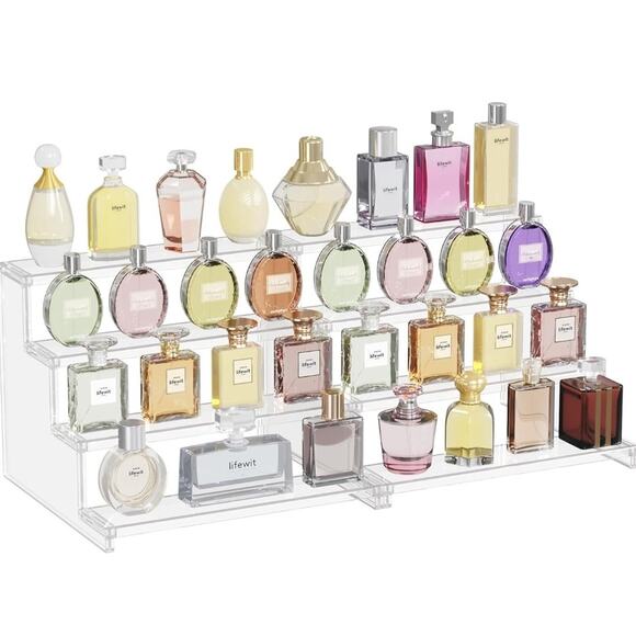 2-Pack, 4 Tier Clear Display Riser Stand, Tool-free Assembly, 12 Inch Organizers - Picture 1 of 5